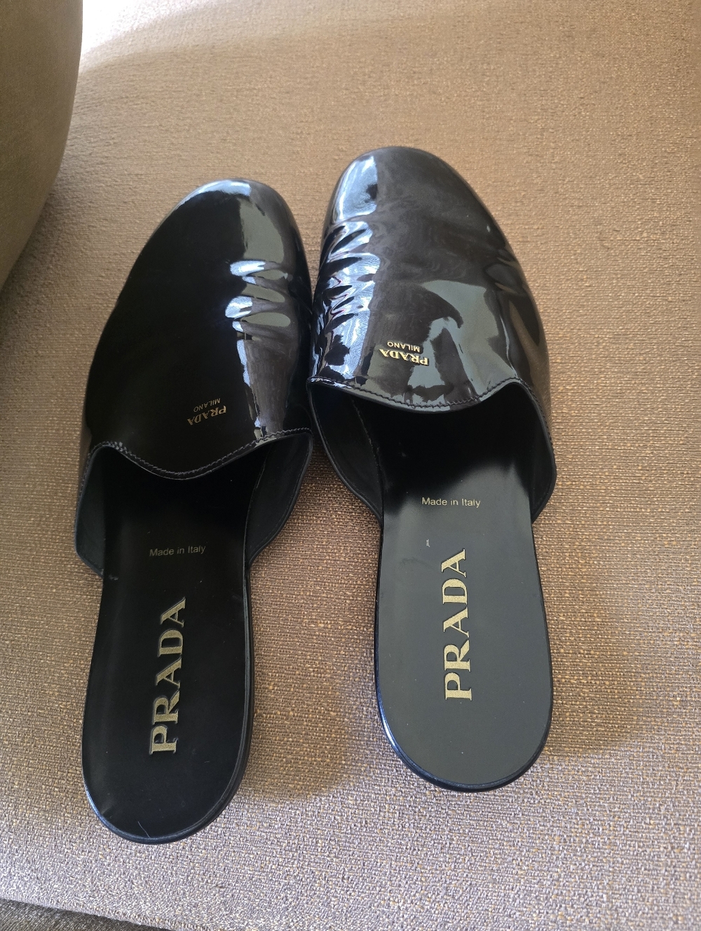 Prada Milano Black Patent Leather Mules Size 9.5 - Picture 6 of 10